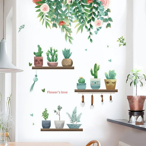 Decals Wall Sticker Sticker Room Flowers Potted Plant Office Wall Stickers